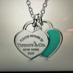Tiffany Blue Double Heart Tag Pendant